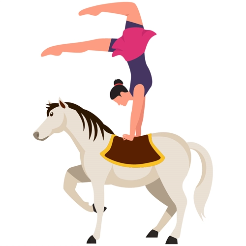 Carnival Circus Theme Horse Acrobat Transparent Sticker